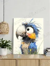 Whimsical Cartoon Parrot Canvas Wall Art for Living Room Home Decor – вид 3