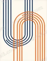 Blue Orange Retro Geometric Lines Canvas Wall Art for and framed modern home decor