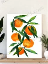 Watercolor Oranges Canvas Wall Art for Living Room Home Decor – view 4