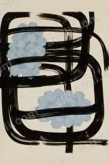 Abstract Blue Floral Canvas Wall Art for Living Room framed modern home decor