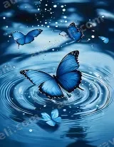 Blue Butterfly Water Ripple Canvas Wall Art for Living Room Bedroom Home Decor wall art print