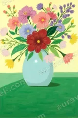 Colorful Floral Vase Canvas Wall Art for Living Room framed modern home decor