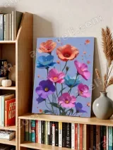 Colorful Cosmos Floral Canvas Wall Art for Living Room Bedroom Decor – view 4