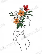 Floral Woman Line Art Canvas Wall Art for Living Room Bedroom Home Decor wall art print
