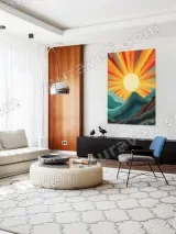 Retro Sunrise Mountain Canvas Wall Art for Living Room Home Decor – view 4