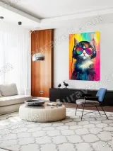 Cool Cat with Headphones Sunglasses Colorful Canvas Wall Art Home Decor – view 5