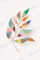 Abstract Geometric Leaf Canvas Wall Art for Living Room framed modern home decor