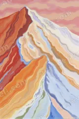 Colorful Layered Mountain Abstract Canvas Wall Art for Home framed modern decor
