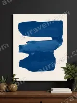 Blue Abstract Brushstroke Canvas Wall Art for Living Room Home Decor