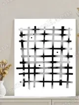 Abstract Grid Black White Canvas Wall Art for Living Room Home Decor – view 3