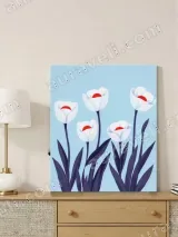 Modern White Floral Canvas Wall Art for Living Room Bedroom Home Decor – view 4