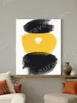 Abstract Black Yellow Brushstroke Canvas Wall Art for Living Room Decor – view 4