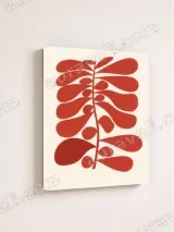 Red Abstract Botanical Canvas Wall Art for Living Room Decor – вид 4