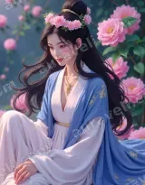 Elegant Asian Lady Floral Canvas Wall Art for Bedroom Home Decor wall art print