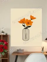 Orange Flowers in Minimalist Vase Canvas Wall Art for Living Room Home Decor