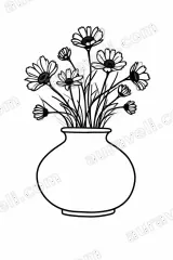 Minimalist Daisy Vase Line Art Canvas Wall for framed modern home decor