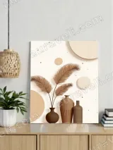Boho Palm Leaves & Vases Canvas Wall Art for Living Room Home Decor – view 4