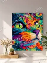 Colorful Abstract Cat Canvas Wall Art for Home Decor – вид 4