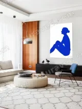 Minimalist Blue Woman Silhouette Canvas Print for Living Room Decor – view 5