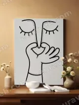 Minimalist Hand & Face Line Art Canvas Wall Art for Living Room Home Decor – view 2