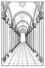 Architectural Archway Corridor Line Art Canvas Wall Art for Home Decor wall art print