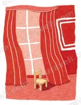 Red Curtain & Chair Interior Canvas Wall Art for Living Room Decor living room wall art for modern home decor