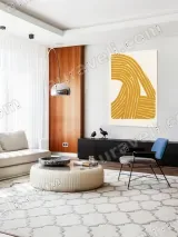 Mustard Yellow Abstract Lines Canvas Wall Art for Living Room Decor – view 5
