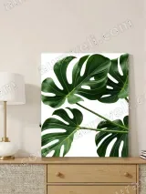 Monstera Leaves Canvas Wall Art, Tropical Minimalist Home Decor for Living Room Bedroom – view 4