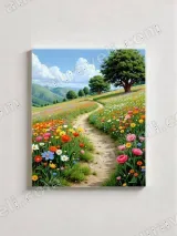 Colorful Countryside Flower Path Canvas Wall Art for Living Room Home Decor – view 2