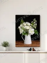 White Floral Bouquet in Pitcher Canvas Wall Art for Living Room Bedroom Home Decor – вид 4