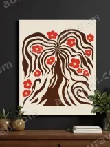 Abstract Floral Tree Canvas Wall Art for Living Room Home Decor