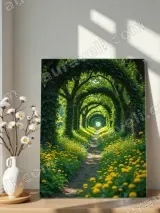 Scenic Tree Tunnel & Yellow Flower Path Canvas Wall Art for Home Decor – вид 4