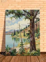 Lake Forest Tree Landscape Canvas Wall Art for Living Room Home Decor – view 2