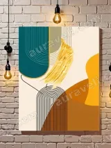 Abstract Geometric Gold Canvas Wall Art for Living Room Decor