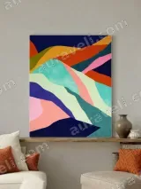 Abstract Colorful Geometric Wave Canvas Print for Living Room Decor – view 3