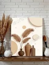 Boho Palm Leaves & Vases Canvas Wall Art for Living Room Home Decor