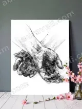 Hands Sketch Black & White Canvas Wall Art for Living Room Home Decor – view 3