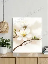 White Floral Blossom Canvas Wall Art for Bedroom & Living Room Decor – view 3