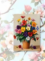 Colorful Pansy Floral Canvas Wall Art for Living Room Bedroom Decor – view 2