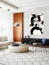 Black White Abstract Brushstroke Canvas Wall Art for Living Room Home Decor – view 5