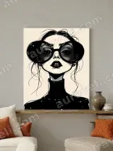 Monochrome Fashion Illustration Canvas Wall Art for Home Decor – view 3