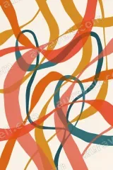 Abstract Colorful Curves Canvas Wall Art for Living Bedroom framed modern home decor