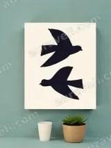 Two Birds Silhouette Minimalist Canvas Wall Art for Home Decor