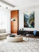 Scenic Mountain River Deer Canvas Wall Art for Living Room Home Decor – view 5