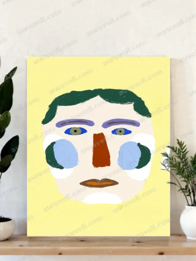 Whimsical Face Abstract Canvas Wall Art for Living Room Home Decor — art print
