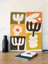 Mid - Century Abstract Floral Wall Art for Living Room Home Decor – view 2
