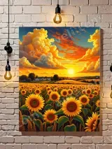 Sunset Sunflower Field Canvas Wall Art for Living Room Bedroom Home Decor