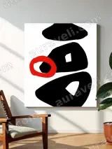 Abstract Geometric Red Circle Canvas Wall Art for Living Room Home Decor – вид 3