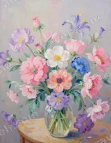 Pastel Floral Bouquet Canvas Wall Art for Living Room framed modern home decor