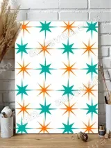 Teal & Orange Geometric Star Canvas Wall Art for Living Room Home Decor
